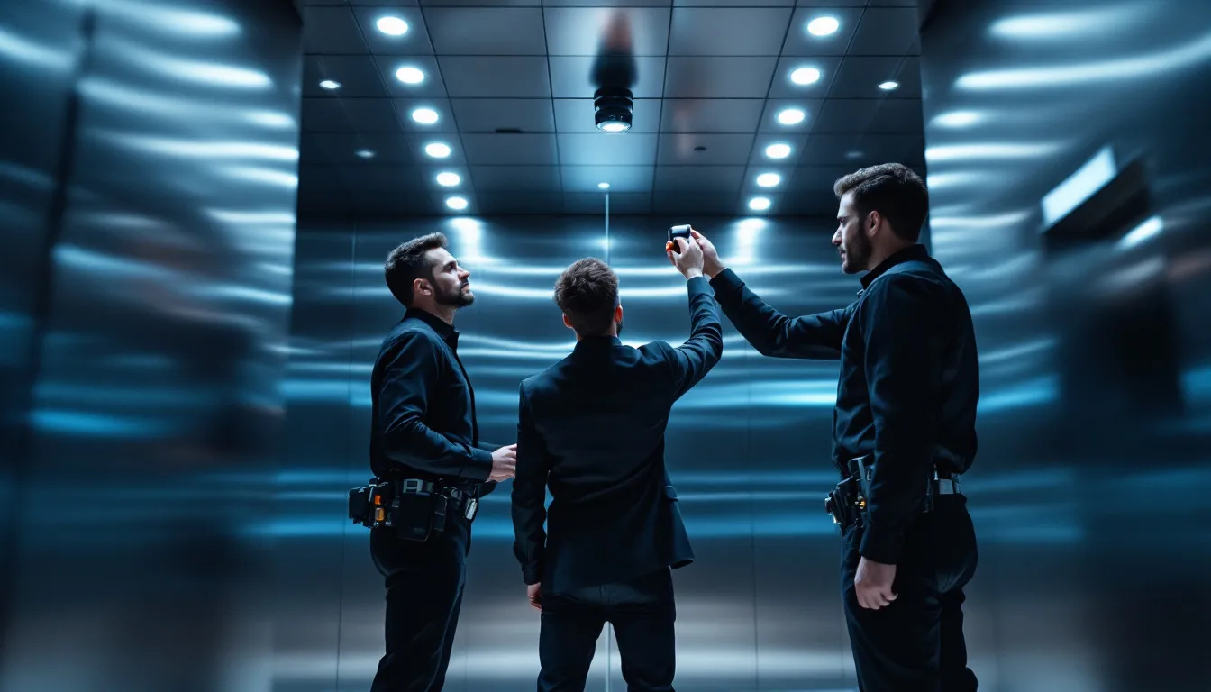 A professional team installing a burglar alarm system.